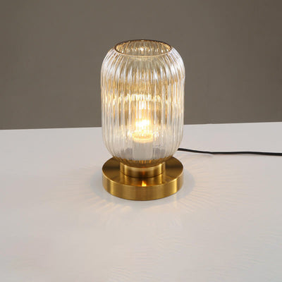 Nordic Striped Glass Oval Design 1-Light Table Lamp