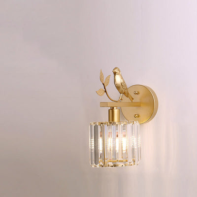 Vintage Light Luxury Crystal Bird 1-Light Wall Sconce Lamp