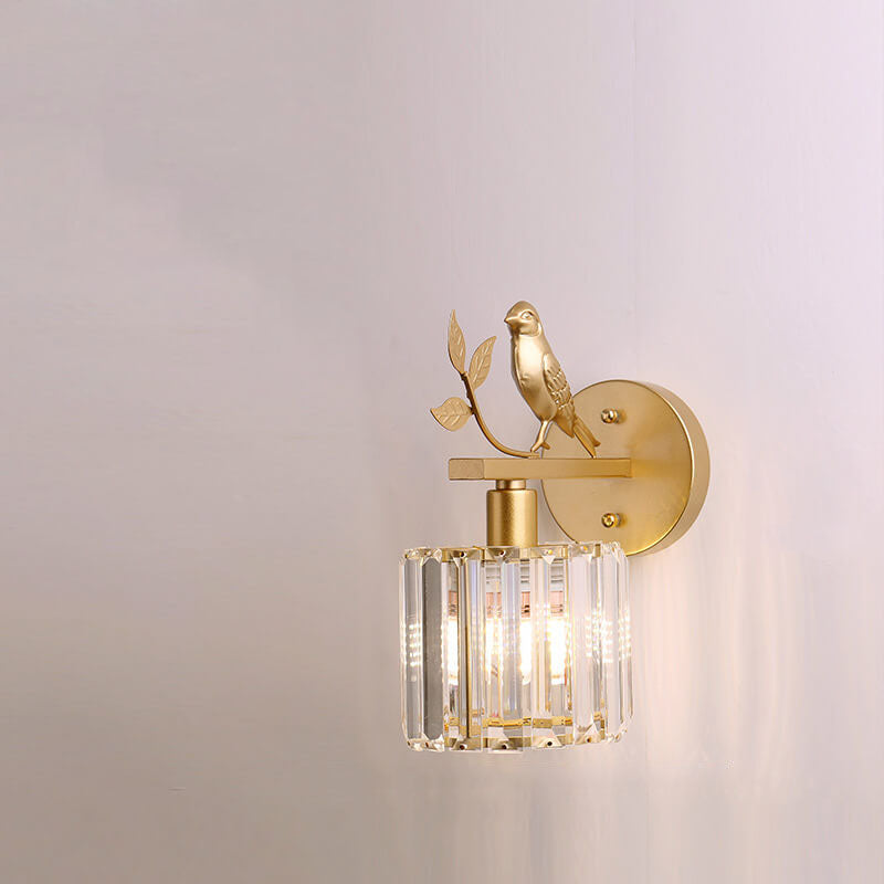 Vintage Light Luxury Crystal Bird 1-Licht-Wandleuchte