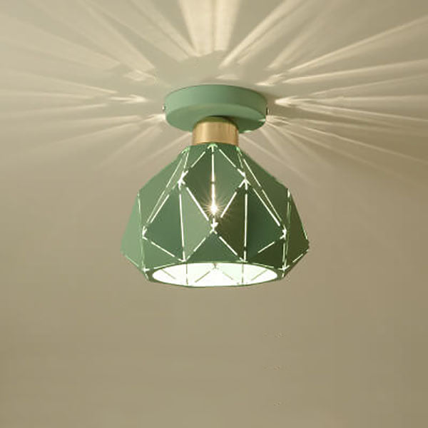 Modern Creative Diamond Dome 1-Light Macaron Semi-Flush Mount Ceiling Light