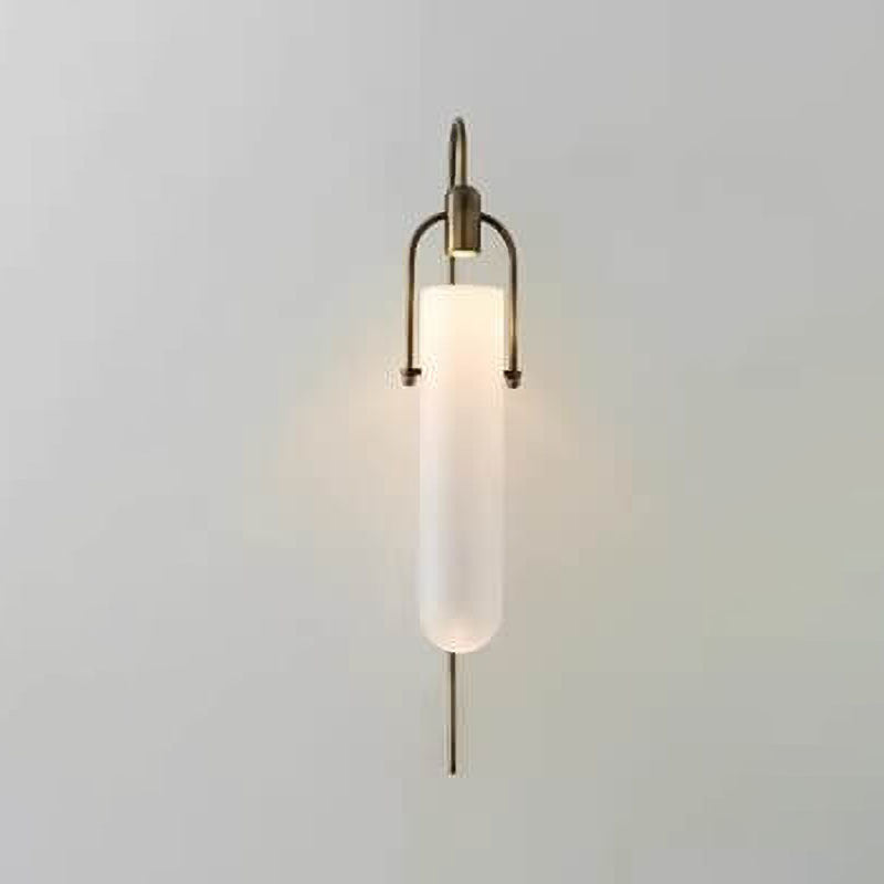 Modern Wrought Iron Frosted Glass 1-Light Wall Sconce Lamp