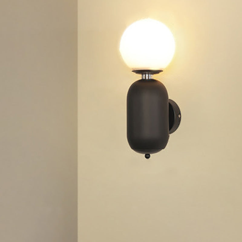 Nordic Creative Cylindrical Glass Orb 1-Light Wall Sconce Lamp