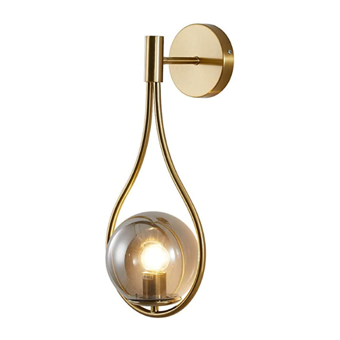 Modern Luxury Teardrop Round Ball Iron Glass 1-Light Wall Sconce Lamp