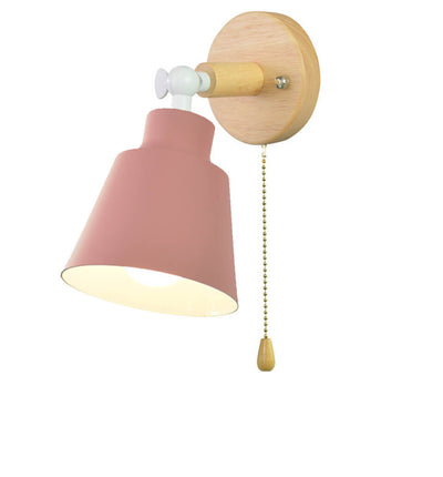 Nordic Minimalist Macaron Solid Color Rotatable Wood 1-Light Wall Sconce Lamp