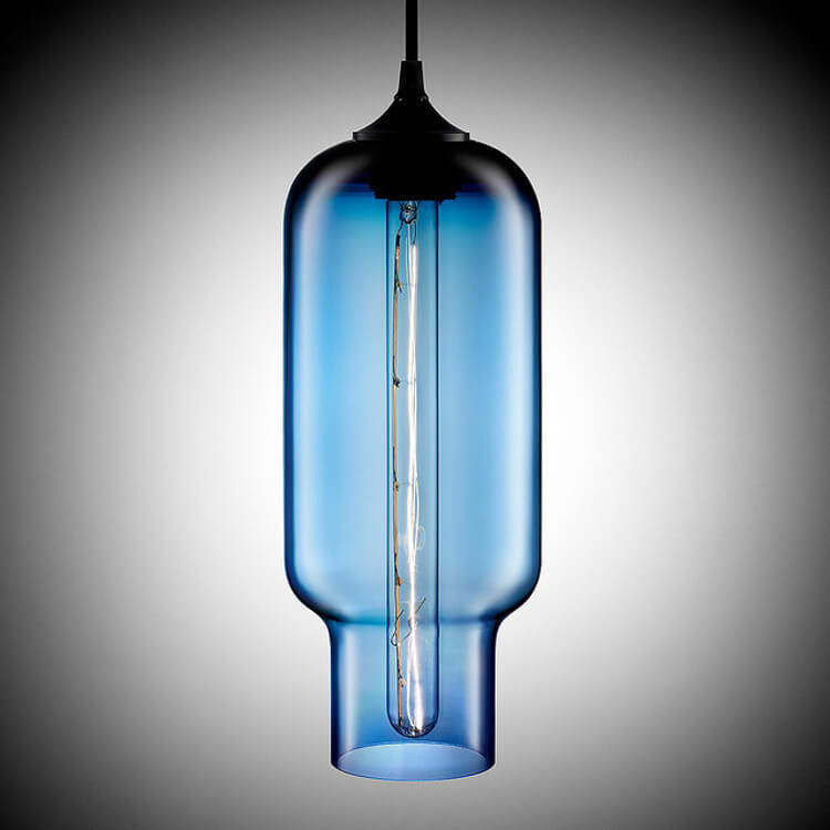 Nordic Simple Buntglas Long Jar Design 1-Licht-Pendelleuchte