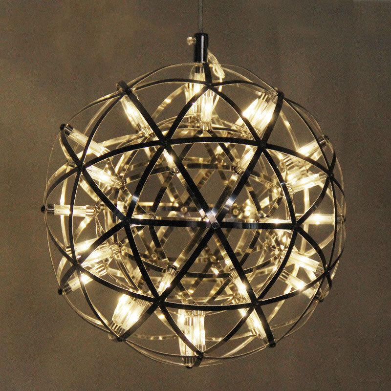 Contemporary Creative Globe Iron 12 Light LED Firework Pendant Light For Living Room