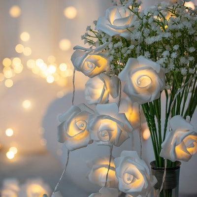 Modern Creative Rose Holiday Decoration PV Bubble Mu LED String Lights