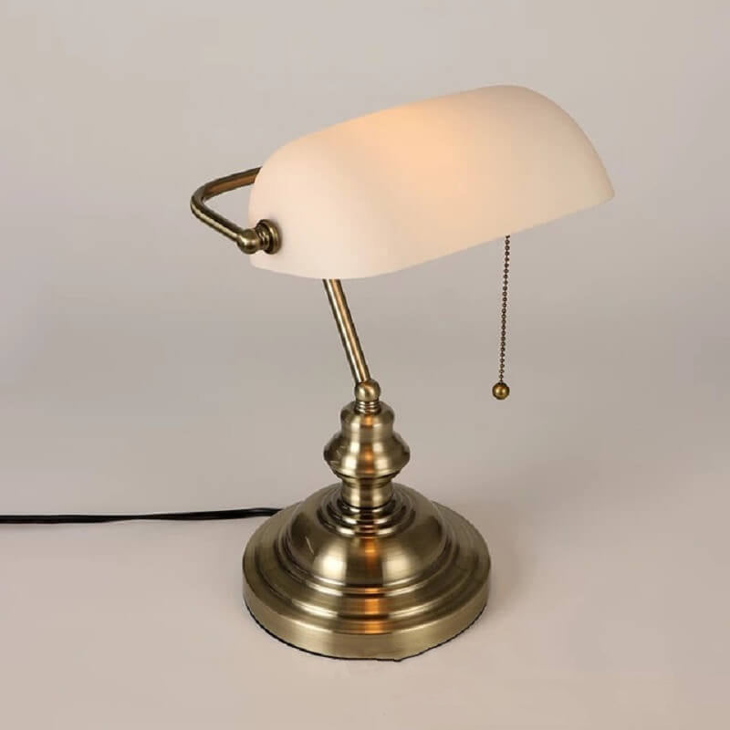 Retro-Tischlampe mit 1-Licht-Reißverschluss aus farbigem Glas mit Metallsockel 