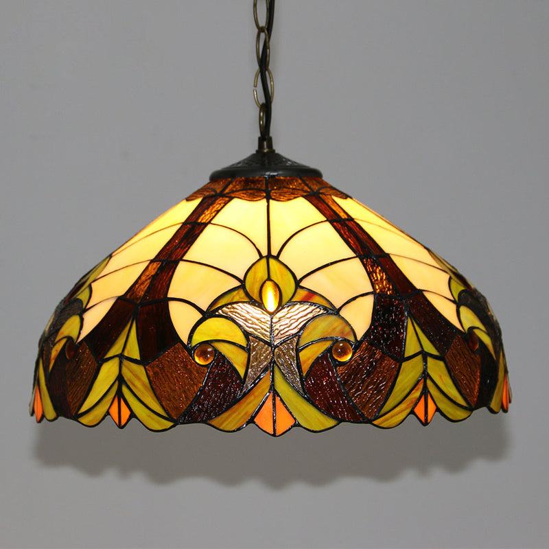 Vintage Tiffany Butterfly Rose Dome 1-Light Pendant Light