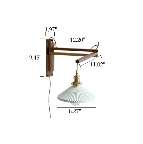 Lámpara de Aplique de Pared Plegable de Cerámica Telescópica Retro de 1 Luz 