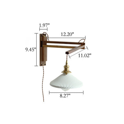 Retro Homestay Telescopic Ceramic Folding 1-Light Wall Sconce Lamp