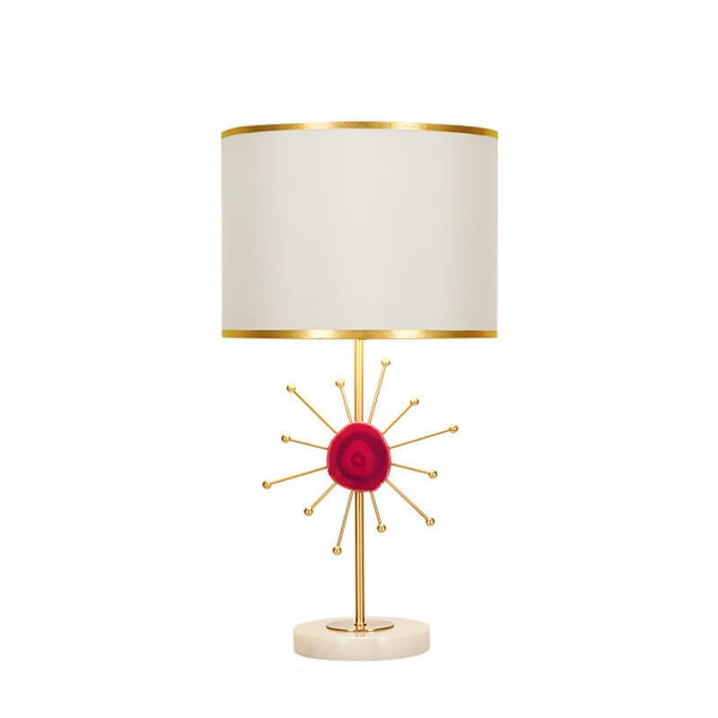 Lampe de table 1 lumière avec base en agate en tissu de luxe léger européen 