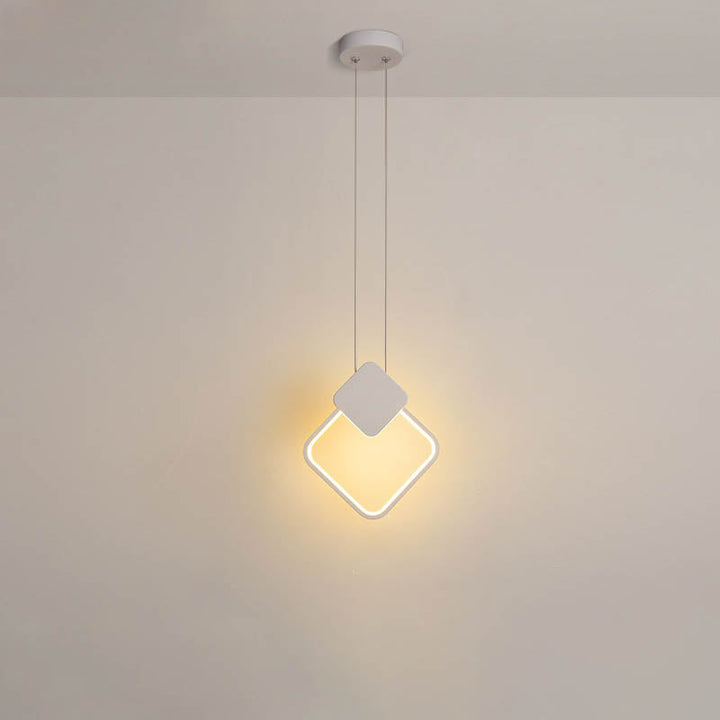 Modern Minimalist Iron Silicone Geometric Round Frame LED Pendant Light for Bedroom