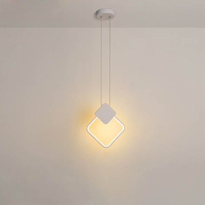 Modern Minimalist Iron Silicone Geometric Round Frame LED Pendant Light for Bedroom