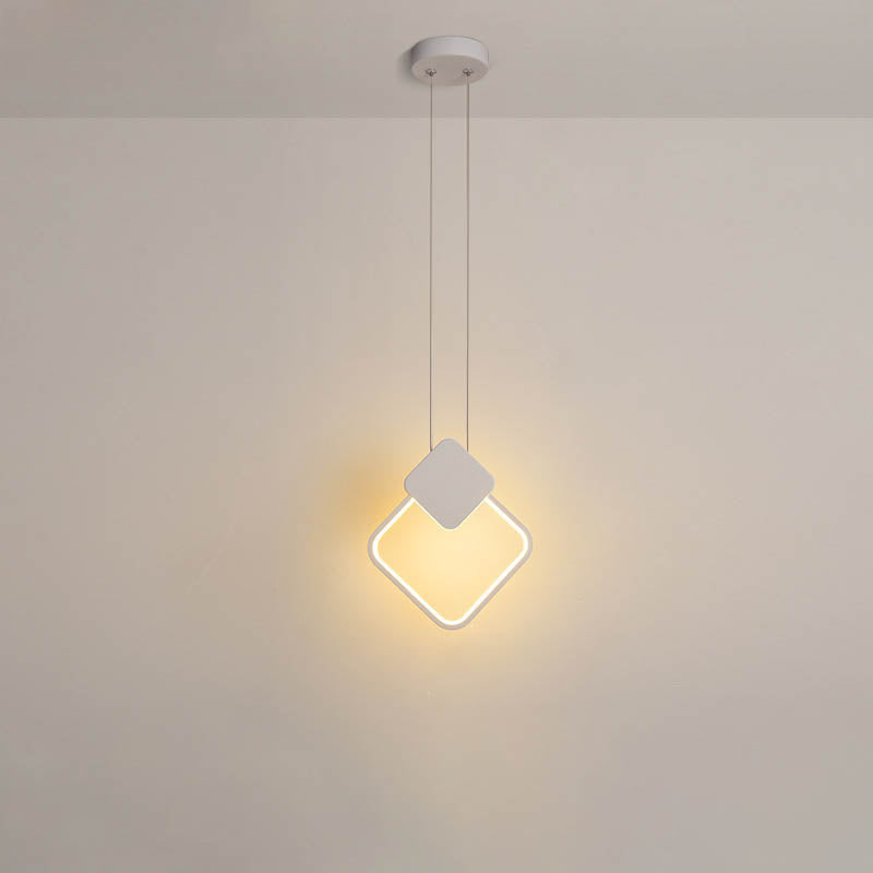Modern Minimalist Iron Silicone Geometric Round Frame LED Pendant Light for Bedroom