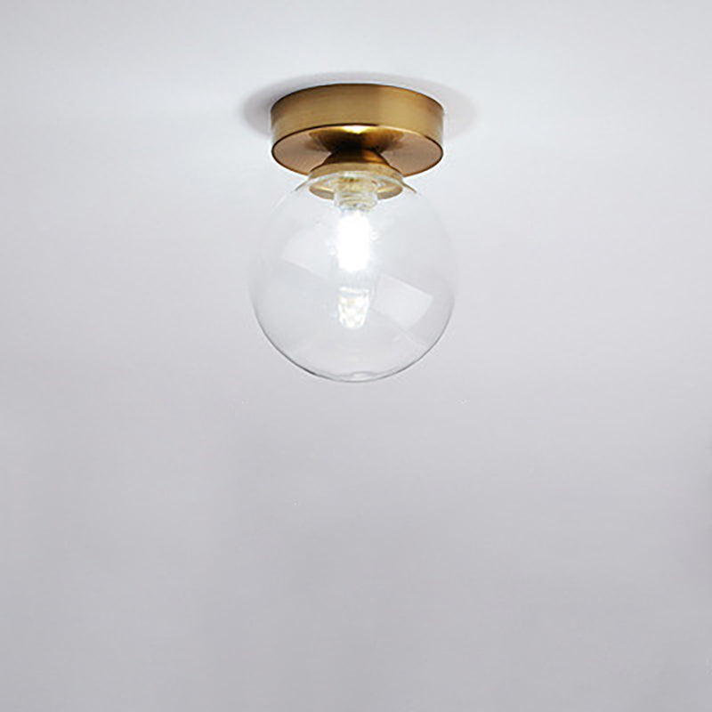 Modern Simple Glass Round Ball 1-Light Semi-Flush Mount Ceiling Light