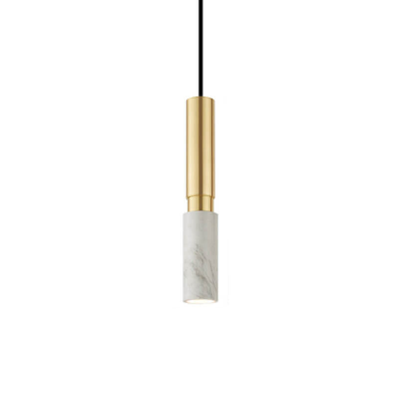 Contemporary Nordic Marble Terrazzo Column Metal 1-Light Pendant Light for Living Room