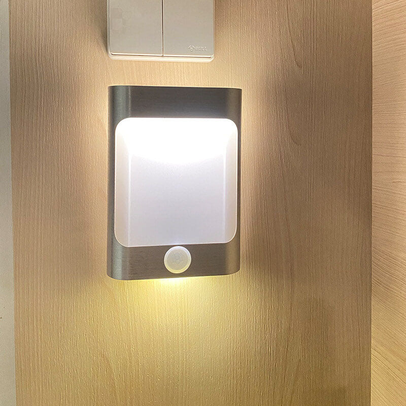 Lampe murale LED rechargeable USB en aluminium avec capteur corporel rectangulaire moderne 