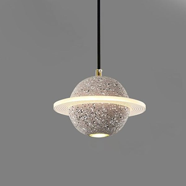 Contemporary Creative Planet Cement Acrylic LED Pendant Light For Bedroom