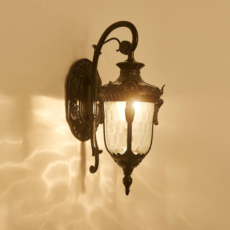 Farol europeo de lujo para exteriores impermeable con aplique de pared de 1 luz 