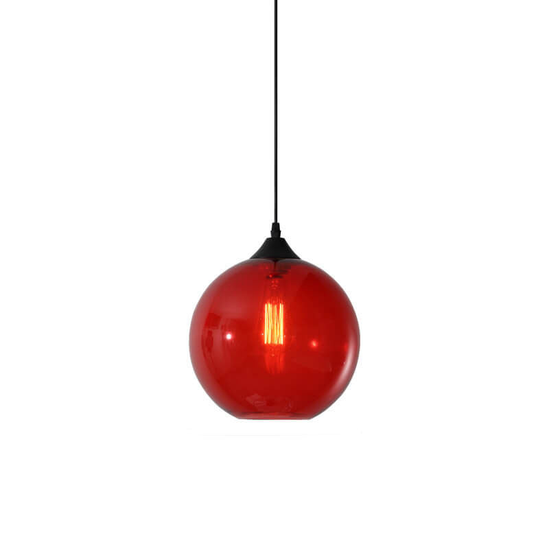 Moderner minimalistischer 1-flammiger Pendelleuchte aus farbigem Rundglas und Eisen für das Wohnzimmer 