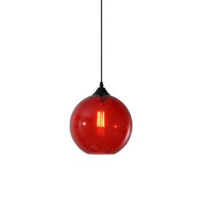 Lustre Suspendu Minimaliste Nordique en Verre Rond Teinté à 1 Lumière 