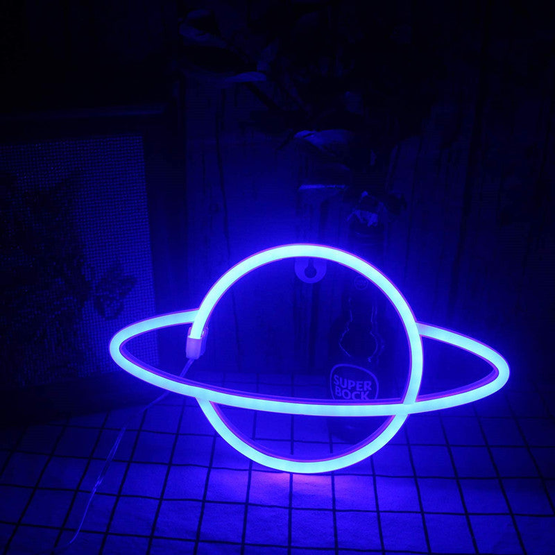 Moderne kreative Planet Neon-Kunststoff-LED-Nachtlicht-Tischlampe