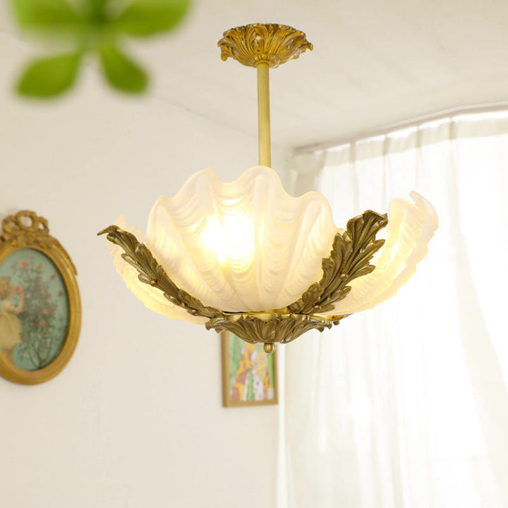 Cadre en laiton finition coquille Art Déco moderne 3/4 lumières lustre pour salon 