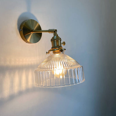 Nordic Dome Glass Shade Brass 1-Light Wall Sconce Lamp