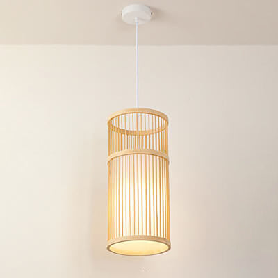 Japanese Zen Bamboo Weaving Lantern 1-Light Pendant Light