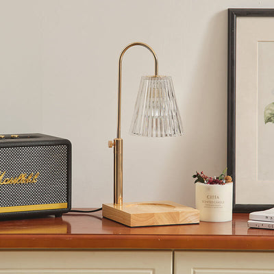 Lámpara de mesa de cera derretida de 1 luz de cuerno de bambú y madera romántica creativa moderna 