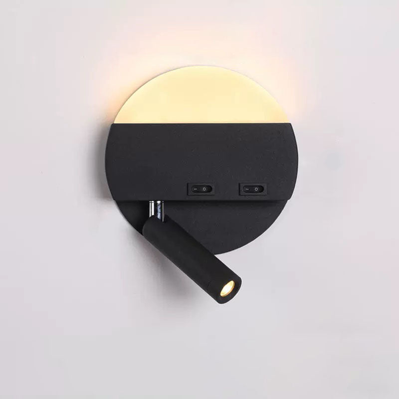 Modern Minimalist Round Square Acrylic Aluminum LED Reading Wall Sconce Lamp