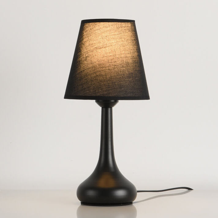 Modern Minimalist Pure Black White Iron Fabric 1-Light Table Lamp For Bedroom