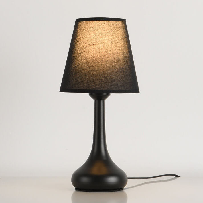 Nordic Vintage Pure Black White Iron Fabric 1-Light Table Lamp