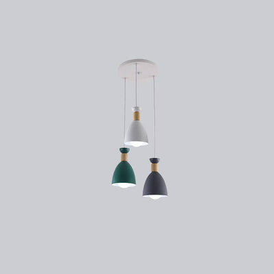 Nordic Simple Macaron Cone 3-Light Island Light Chandelier