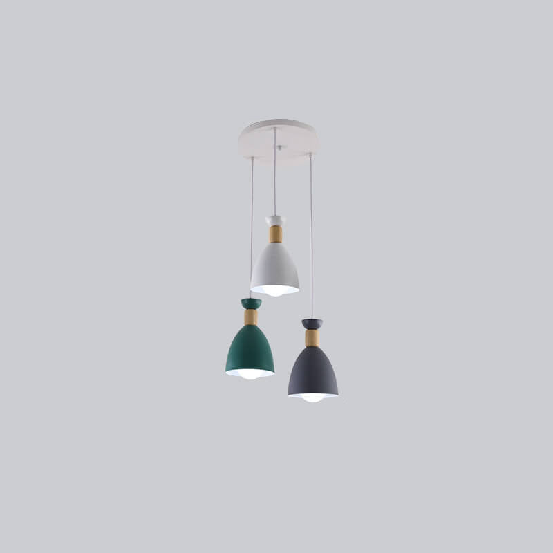 Nordic Simple Macaron Cone 3-Light Island Light Kronleuchter