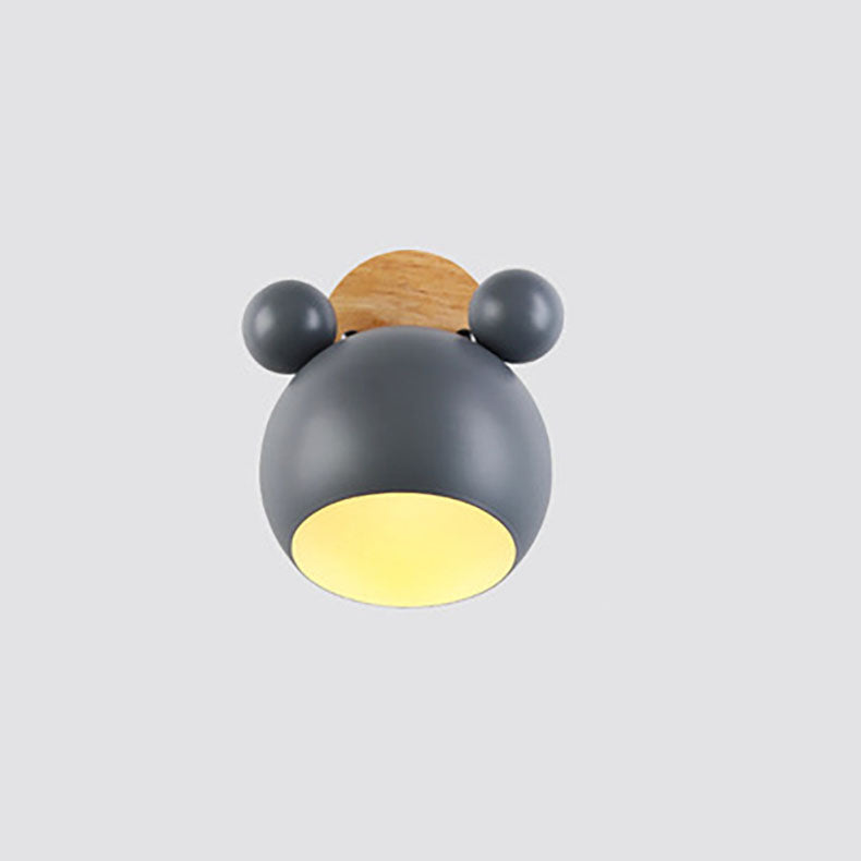 Nordic Cartoon Bear Dome 1-Light Kids Wall Sconce Lamp