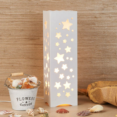 Lampe de table moderne et créative avec colonne carrée creusée à 1 lumière 