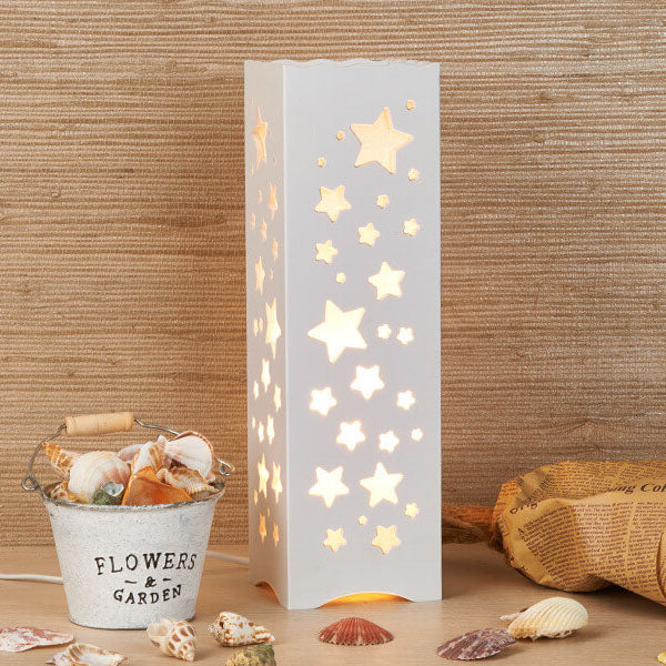 Lampe de table moderne et créative avec colonne carrée creusée à 1 lumière 