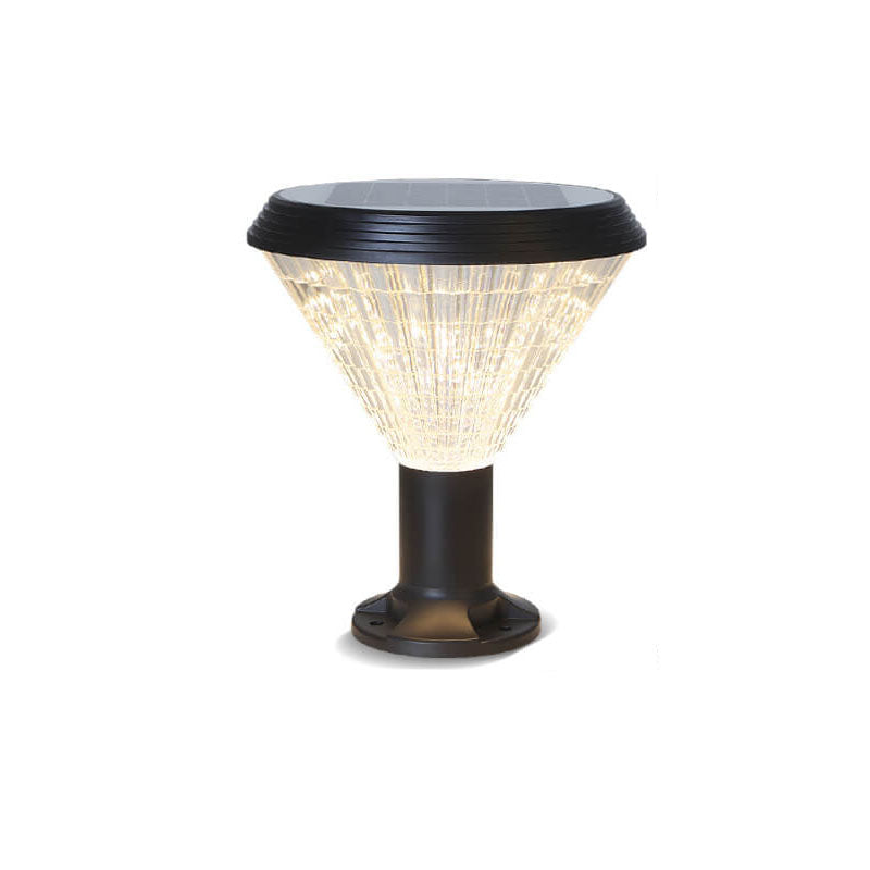 Moderne schwarze Solar-Säule aus Aluminiumguss mit Glas für den Außenbereich, wasserdicht 