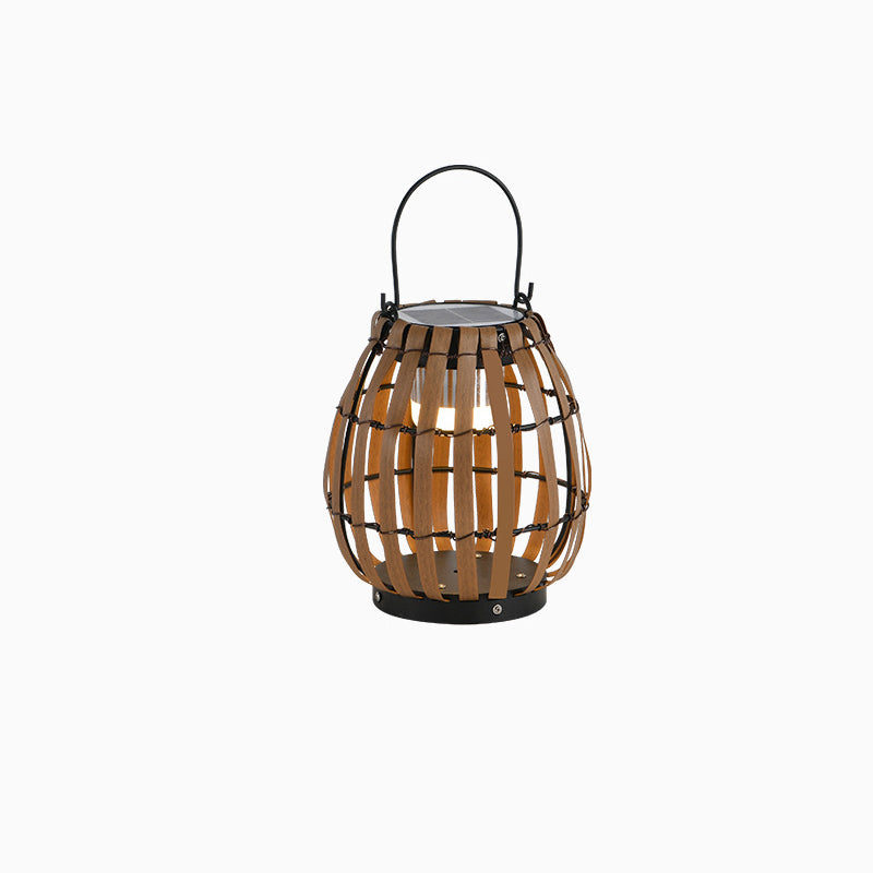 Contemporary Retro Imitation Rattan Weaving Cage Waterproof LED Lawn Landscape Light For Garden