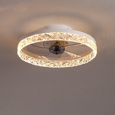 Modern Circle Ring LED Semi-Flush Mount Ceiling Fan Light