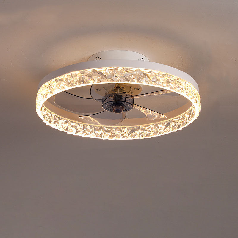 Modern Circle Ring LED Semi-Flush Mount Ceiling Fan Light