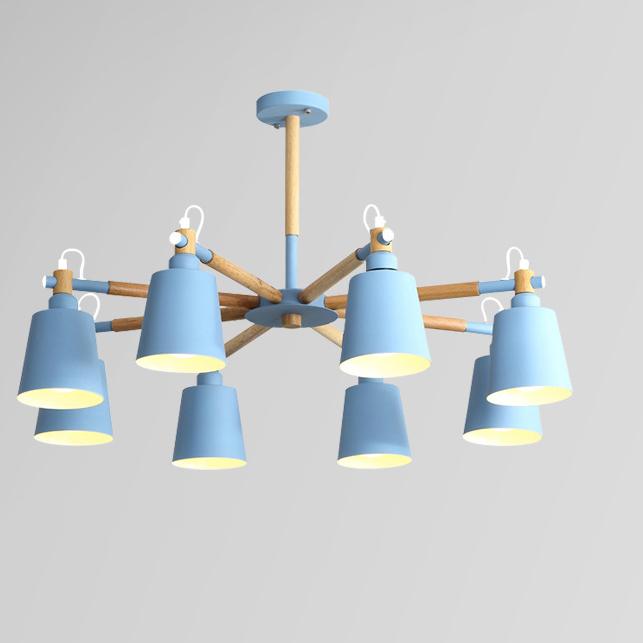 Nordic Modern Fashion Creative Solid Wood Macaron 3/6/8 Lights Chandeliers