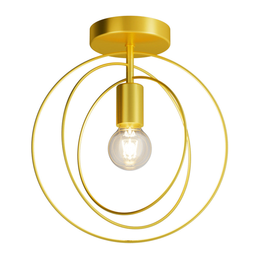 Modern Simplicity Iron Copper Pentagram Circle 1-Light Semi-Flush Mount Ceiling Light