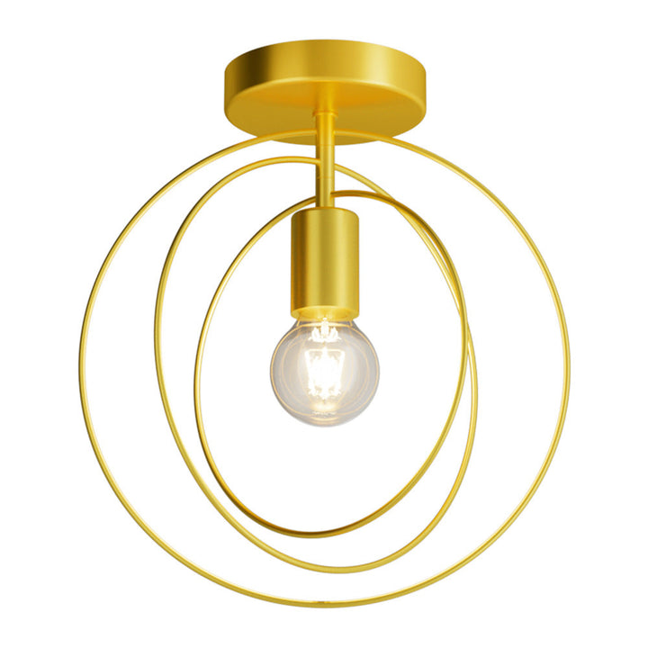 Modern Simplicity Iron Copper Pentagram Circle 1-Light Semi-Flush Mount Ceiling Light