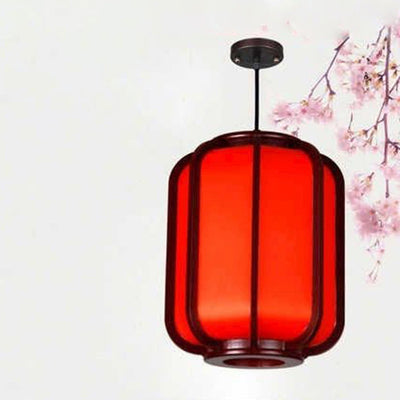 Lanterne chinoise moderne en bois imitation peau de mouton, luminaire suspendu à 1 lumière 
