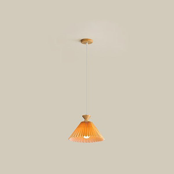 Lustre nordique à cône plissé en bois, 1/3 lumières, luminaire d&