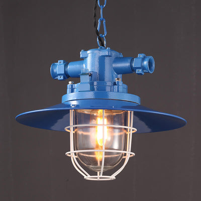 Industrial Vintage Blast Iron Cage 1-Light Pendant Light