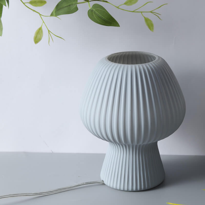 Modern Minimalist Mushroom 1-Light Glass Table Lamp For Bedside